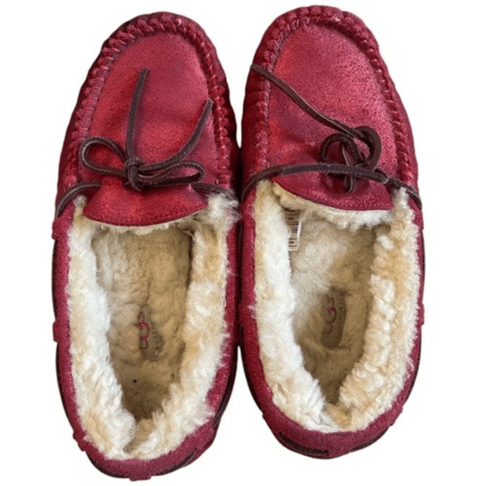 Ugg Dakota Metallic Leather Cozy On Moccasin Cabincore Size 6 Fairycore Shimmer